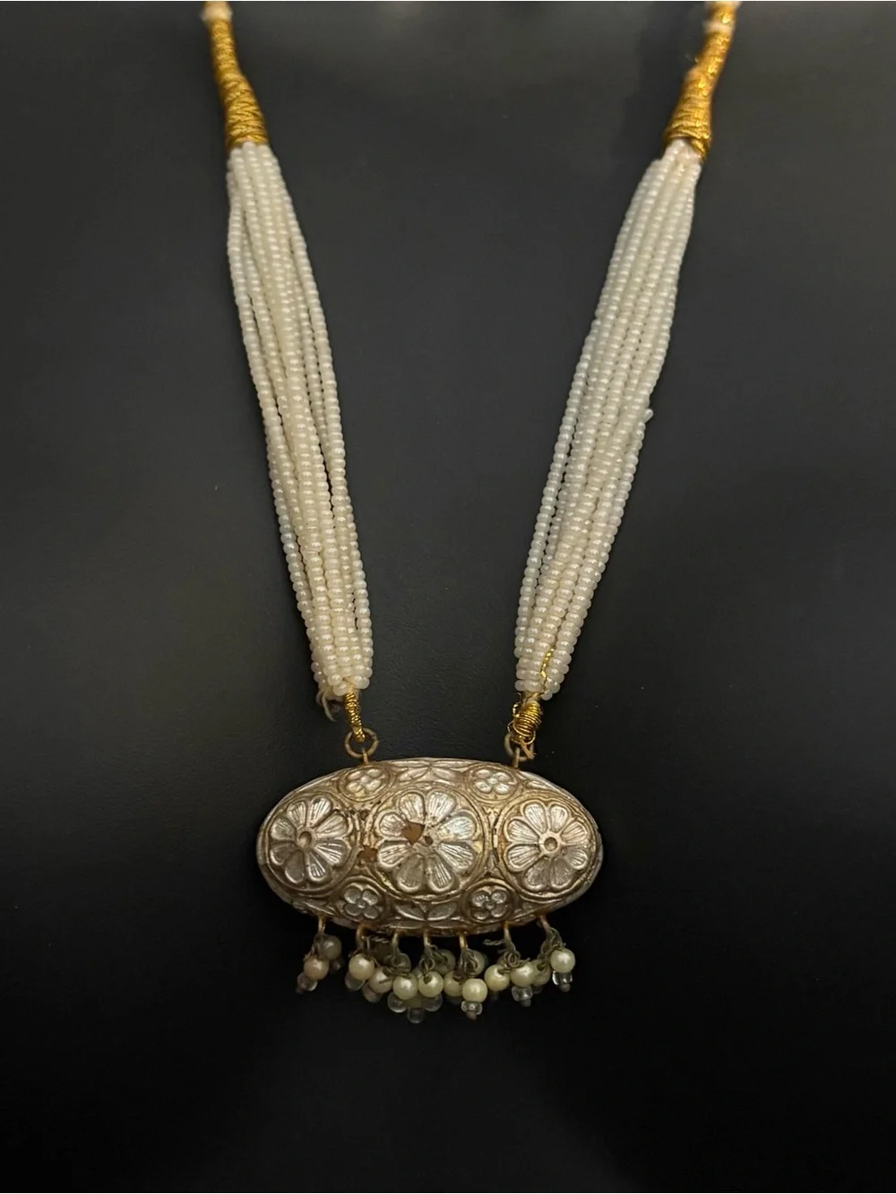 ✨ STUNNING HYDERABADI JADAU PEARL PENDANT MALA / RANI HAAR ✨